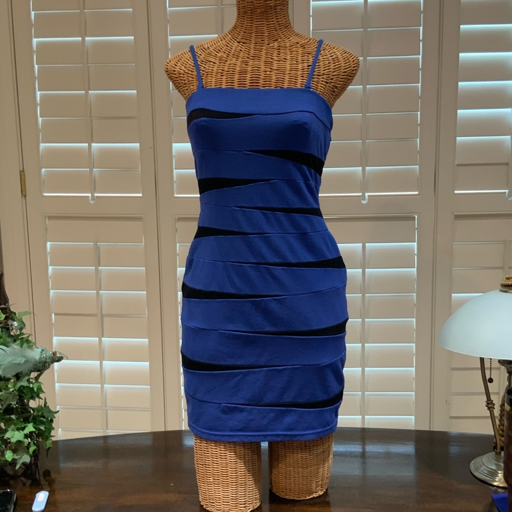 INC International Concepts Blue and Black Mini Dress